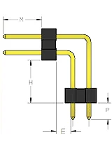 Dual row, dual wafer, right angle, through-hole