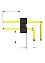 Dual row, single wafer, right angle, through-hole