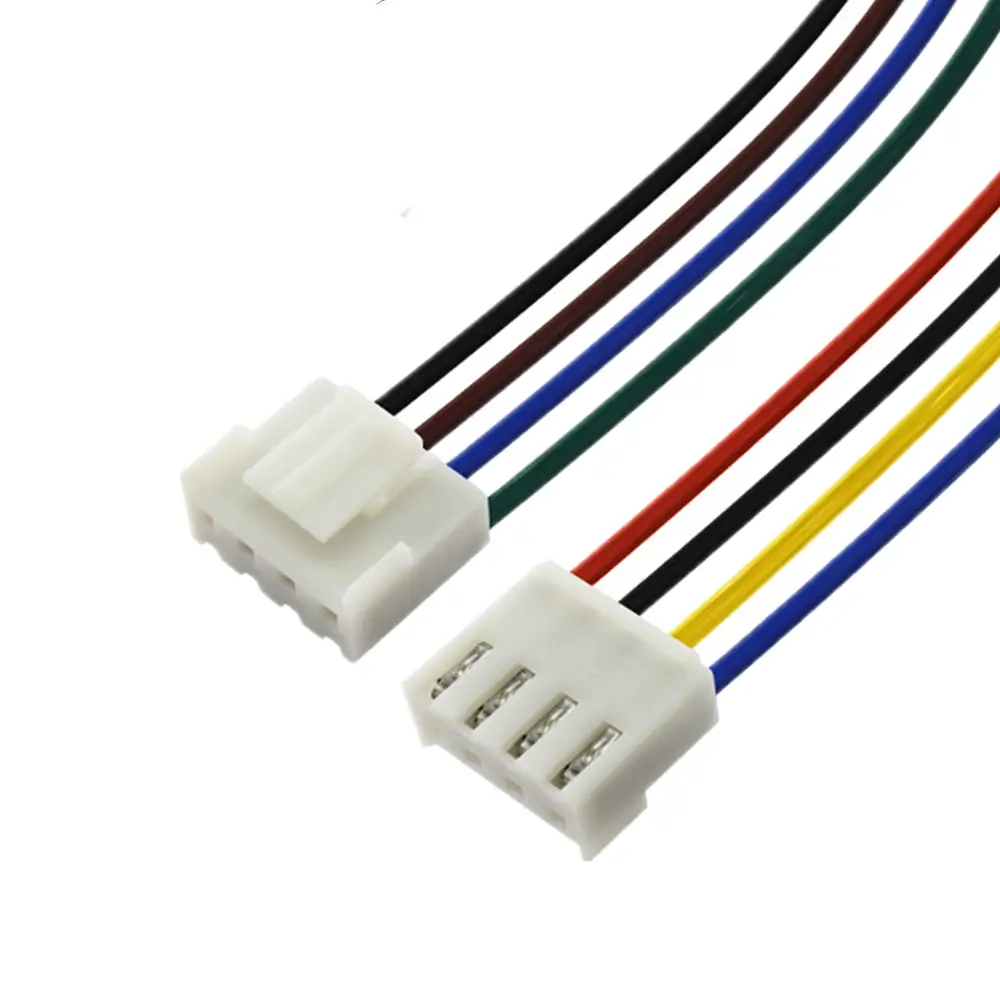 Single-ended cable leads with white multi-position connector housings and colored wires