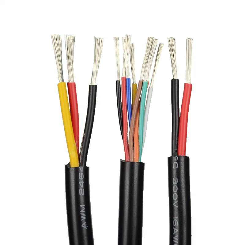 Cable samples showing individual conductor insulation inside an outer jacket