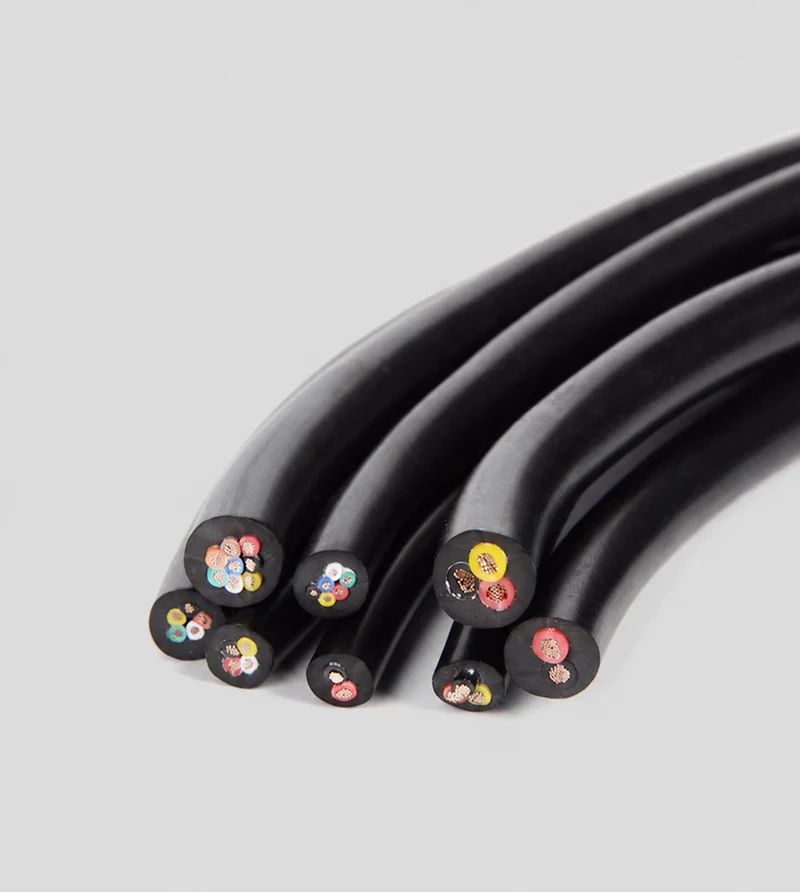Cable cross-sections showing separate insulated conductors and an overall jacket
