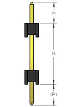 Single row, dual wafer, straight, through-hole